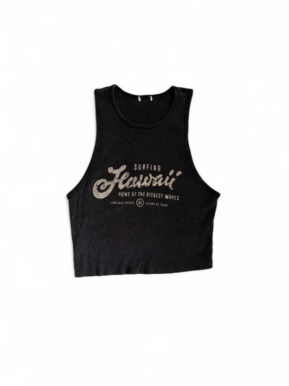garage hawaii ribbed crop top size XS charcoal grey